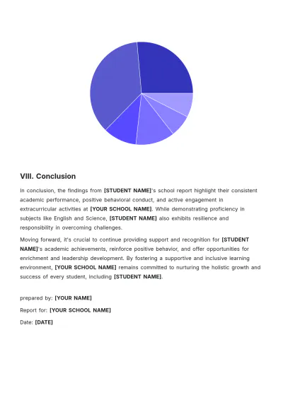 Free Student School Report Template to Edit Online