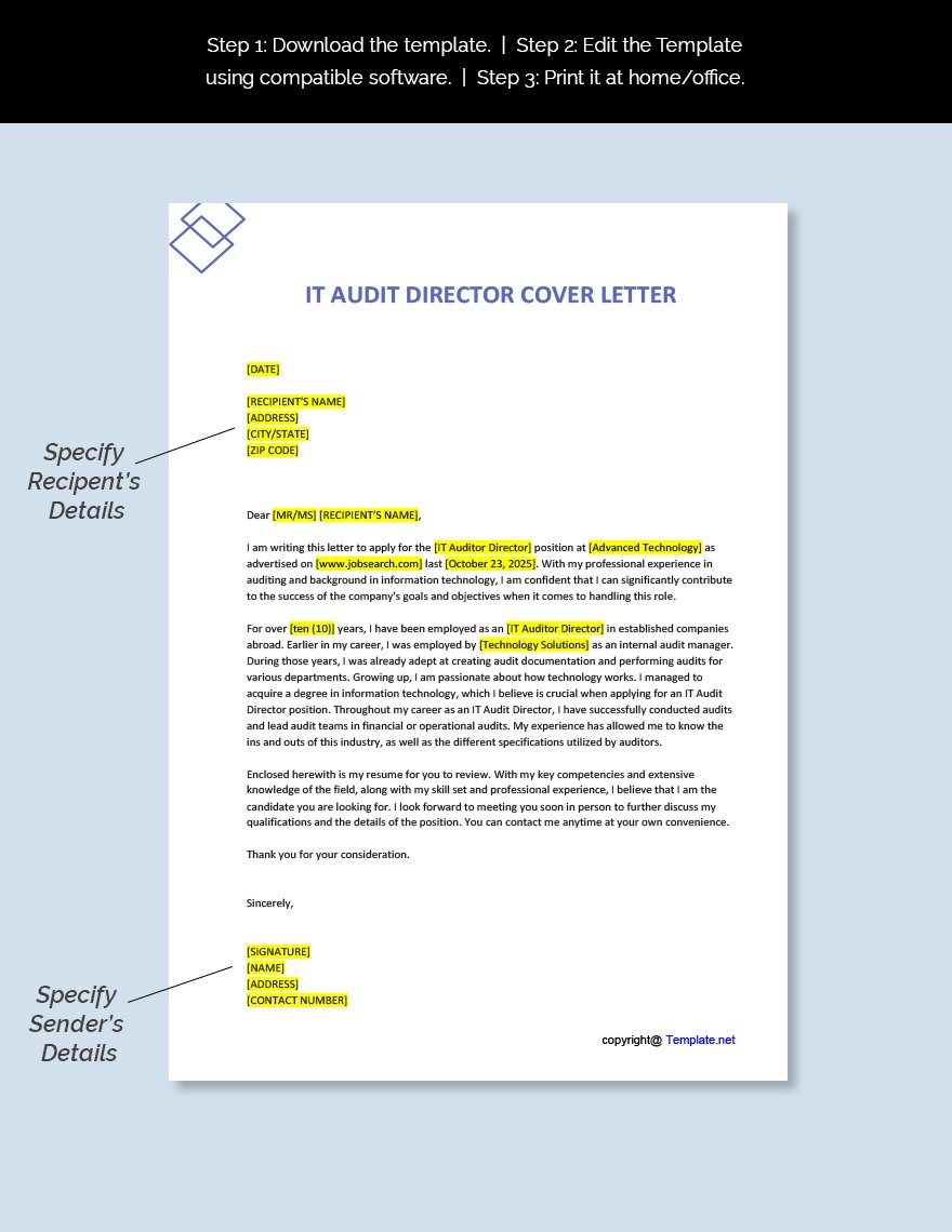 IT Audit Director Cover Letter