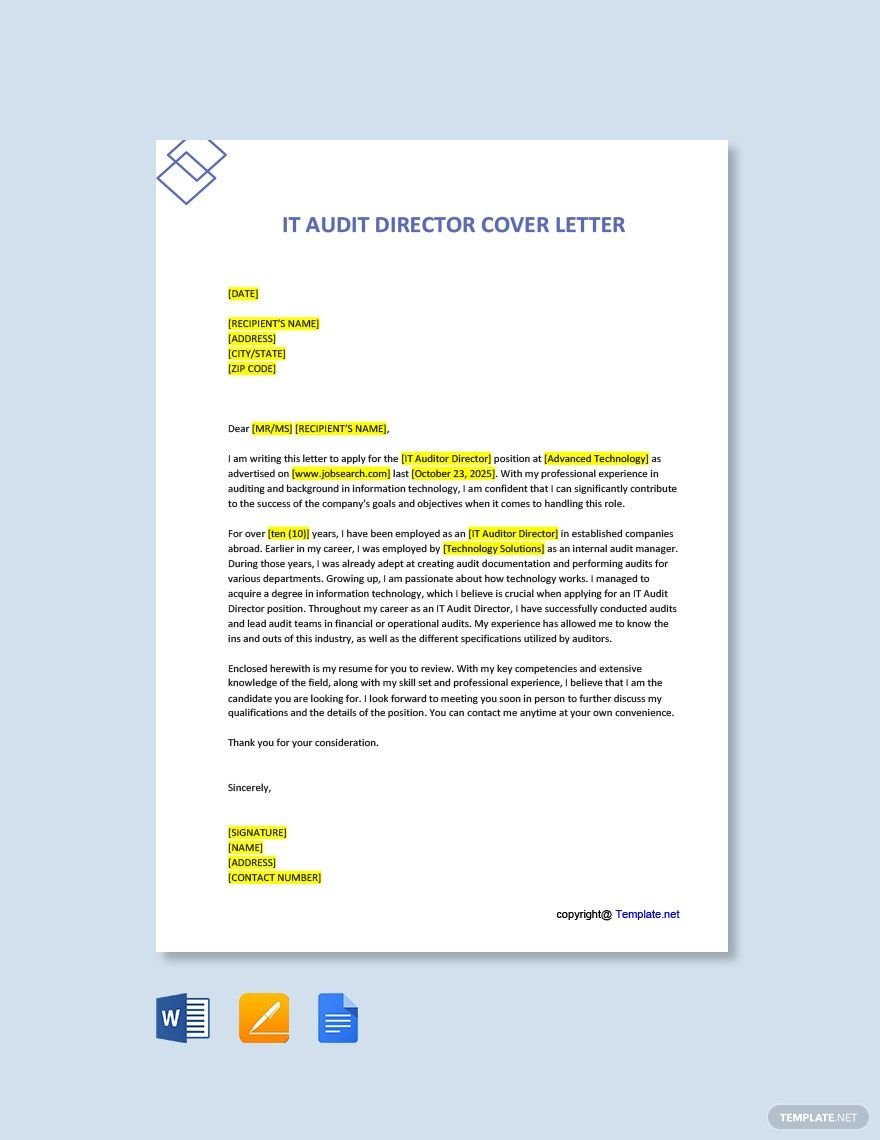 IT Audit Director Cover Letter