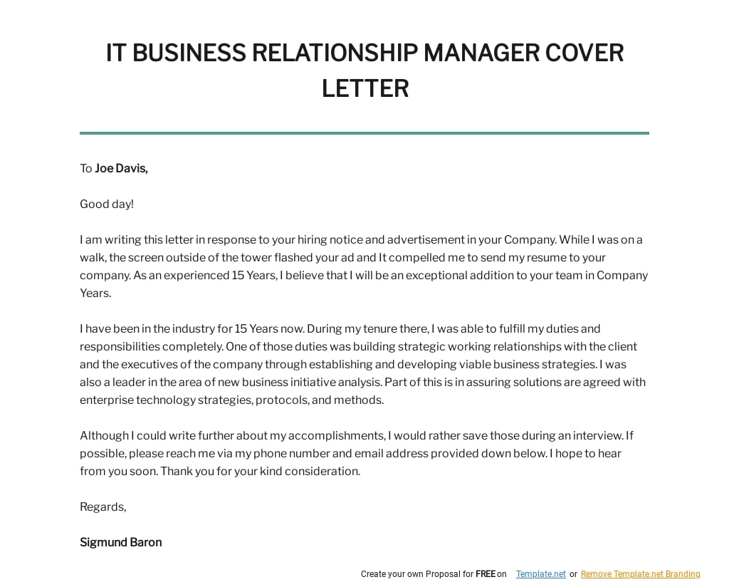 Free IT Business Relationship Manager Cover Letter Template.jpe