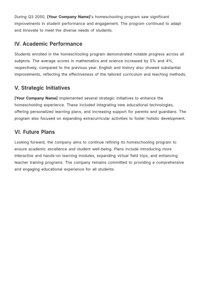 Free Homeschool Quarterly Report Template to Edit Online