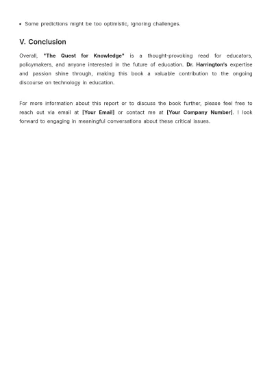 Free Summary Book Report Template to Edit Online