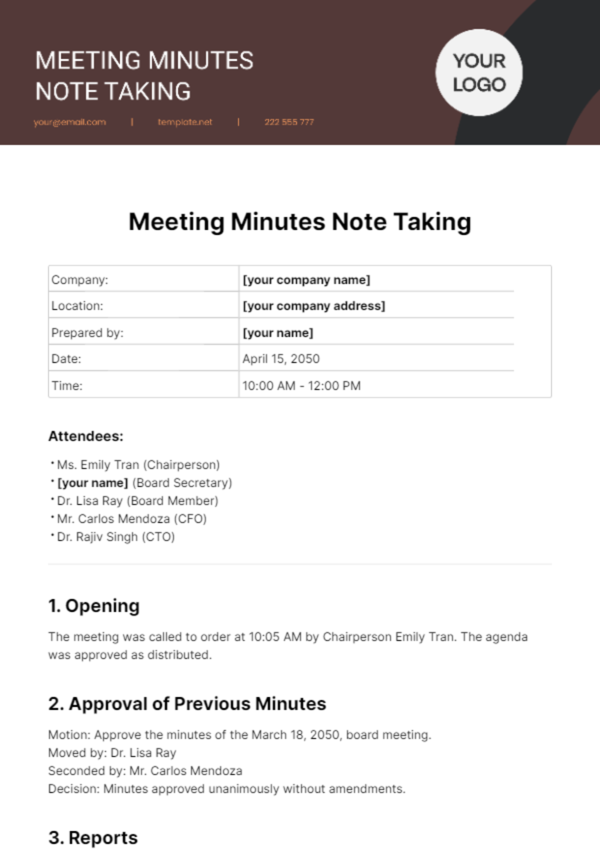 Meeting Minutes Note Taking Template