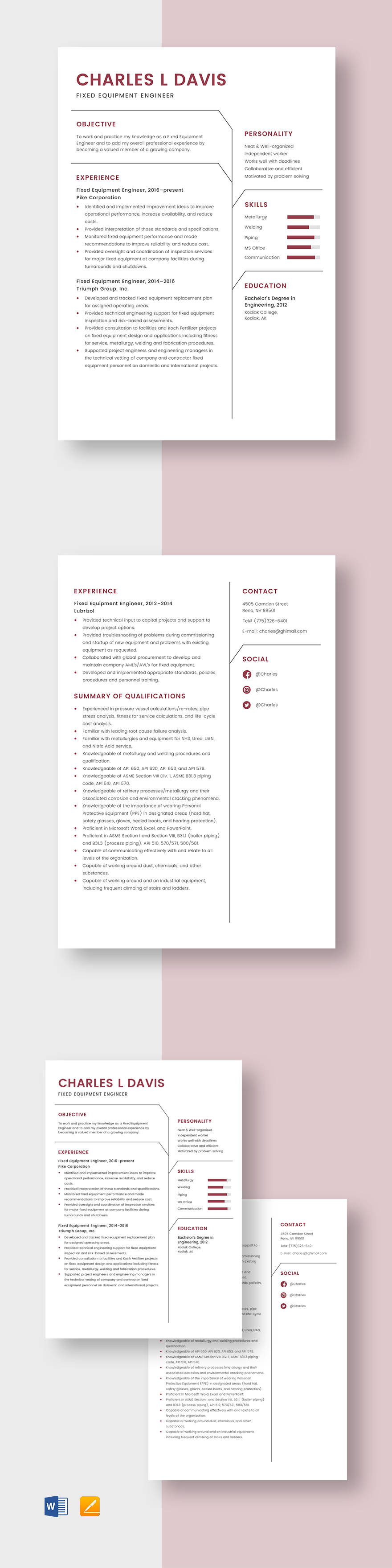 Free Fixed Asset Accountant Resume Template Word, Apple Pages