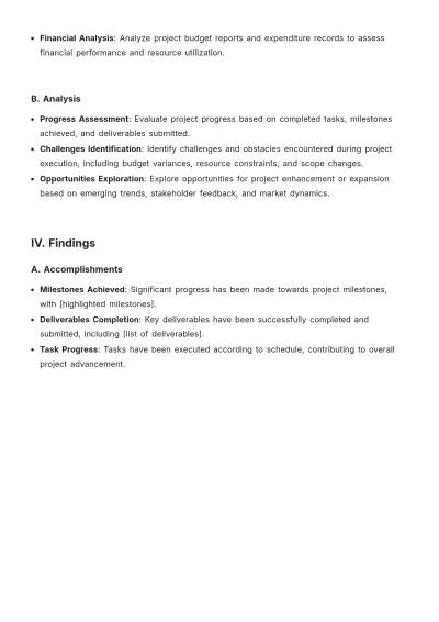 Free Project Quarterly Report Template to Edit Online