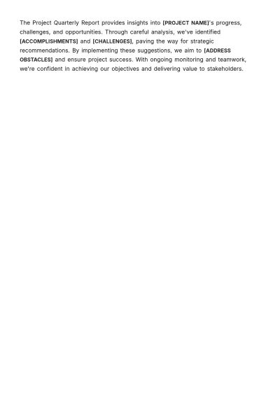 Free Project Quarterly Report Template to Edit Online