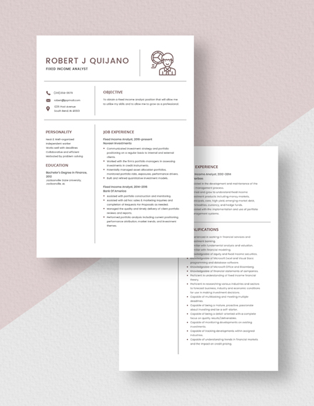 Fixed Income Analyst Resume Download