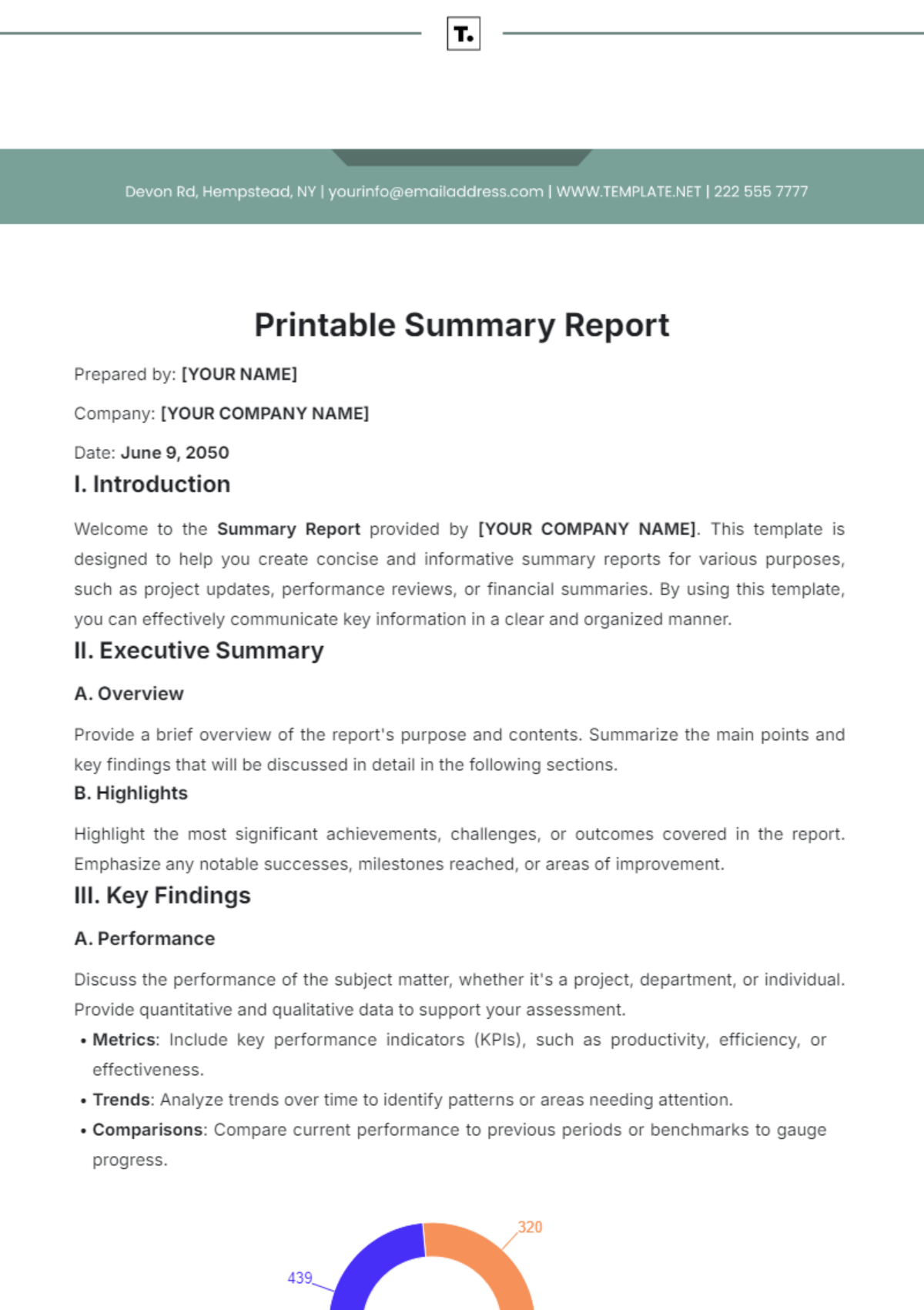 Printable Summary Report Template | Template.net