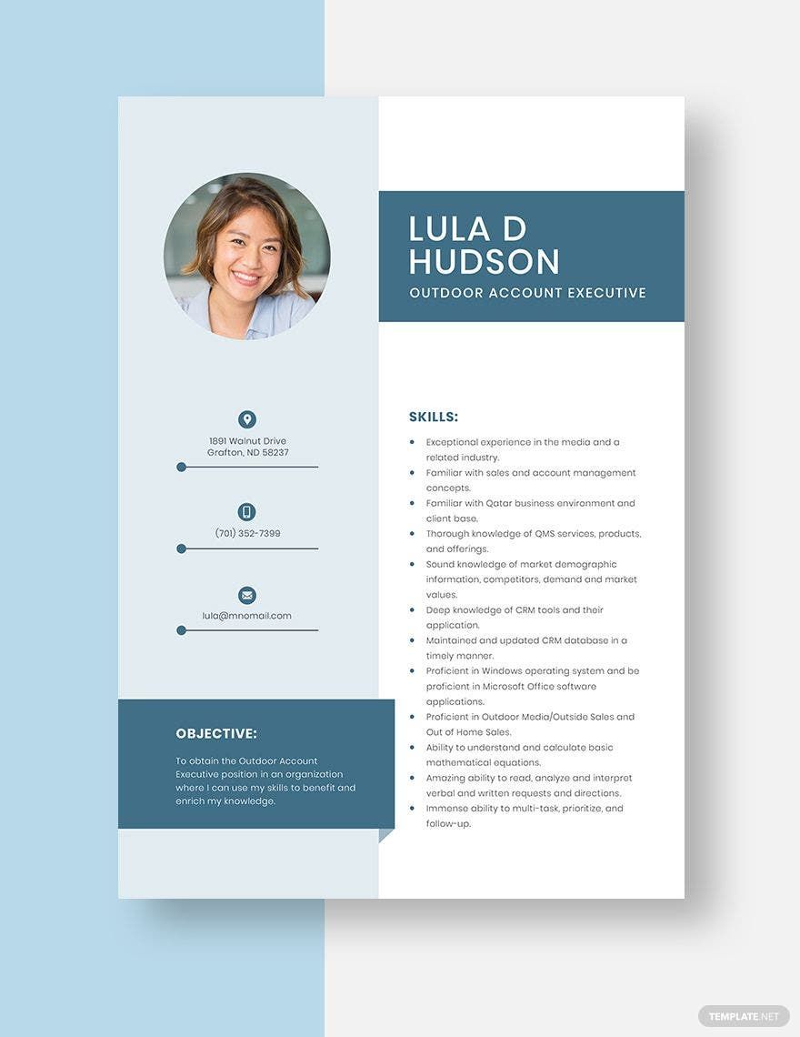 Free Outdoor Account Executive Resume Template