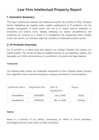 Free Law Firm Intellectual Property Report Template to Edit Online