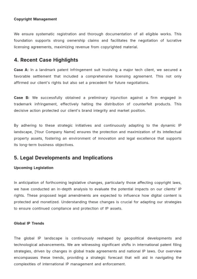 Free Law Firm Intellectual Property Report Template to Edit Online