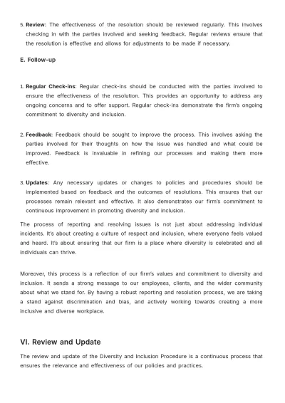 Free Law Firm Diversity and Inclusion Procedure Template to Edit Online
