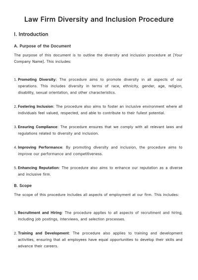 Free Law Firm Diversity and Inclusion Procedure Template to Edit Online