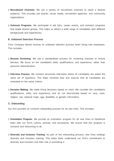 Free Law Firm Diversity and Inclusion Procedure Template to Edit Online