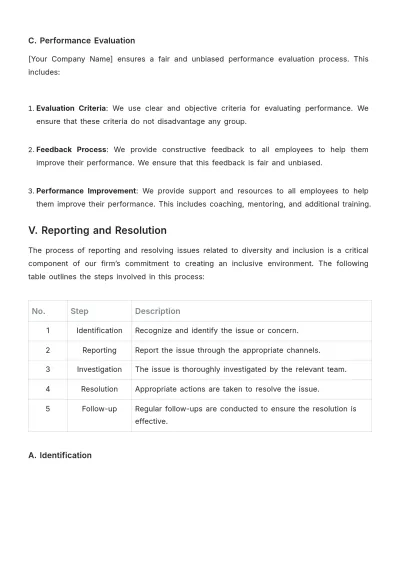 Free Law Firm Diversity and Inclusion Procedure Template to Edit Online