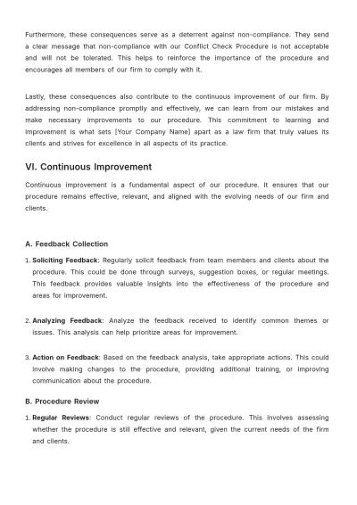 Free Law Firm Conflict Check Procedure Template to Edit Online