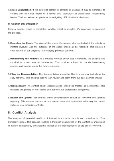Free Law Firm Conflict Check Procedure Template to Edit Online
