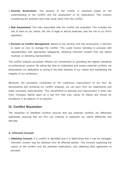 Free Law Firm Conflict Check Procedure Template to Edit Online