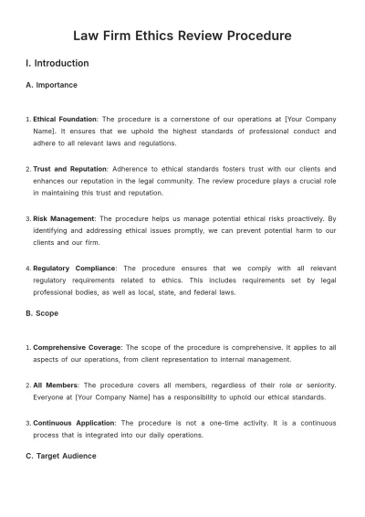 Free Law Firm Ethics Review Procedure Template to Edit Online