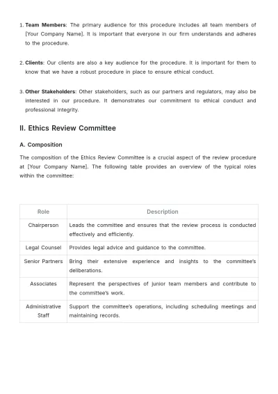 Free Law Firm Ethics Review Procedure Template to Edit Online
