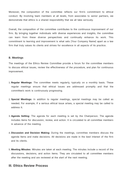 Free Law Firm Ethics Review Procedure Template to Edit Online