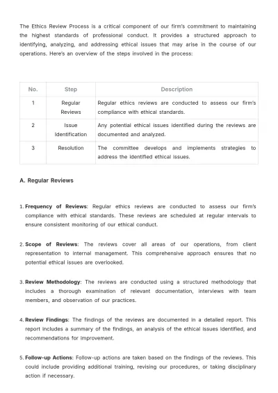 Free Law Firm Ethics Review Procedure Template to Edit Online
