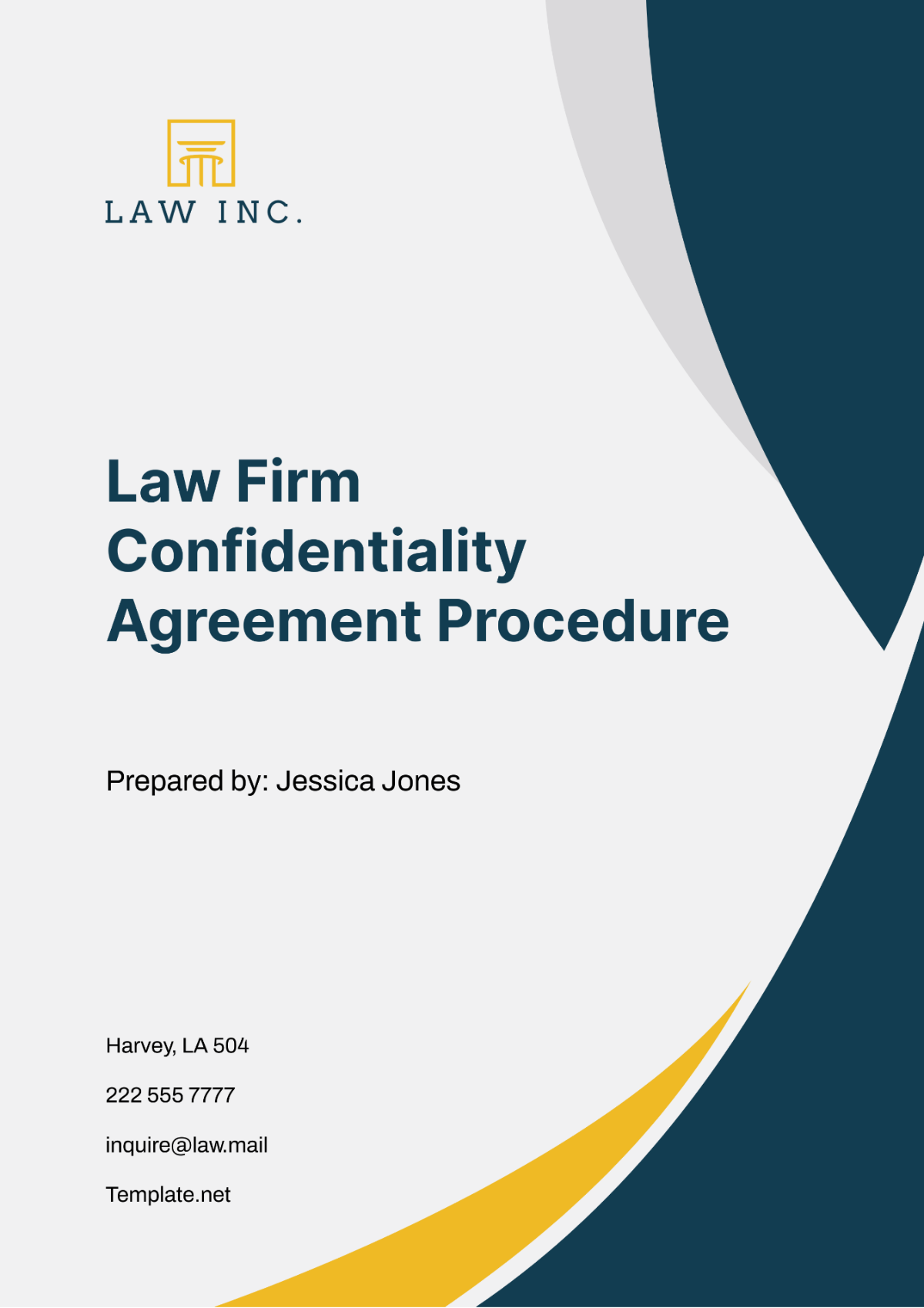 Law Firm Confidentiality Agreement Procedure Template - Edit Online & Download