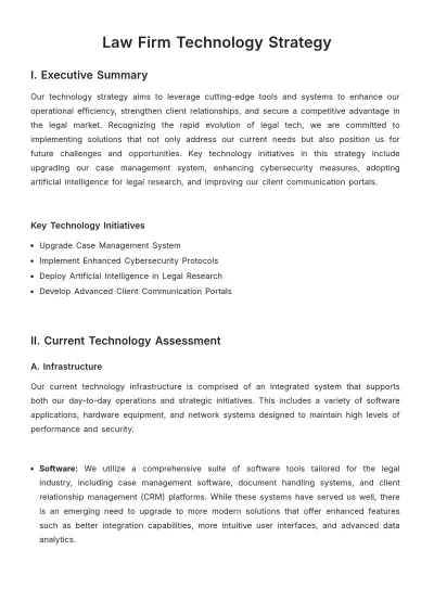 Free Law Firm Technology Strategy Template to Edit Online
