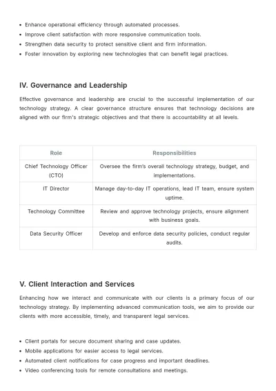 Free Law Firm Technology Strategy Template to Edit Online