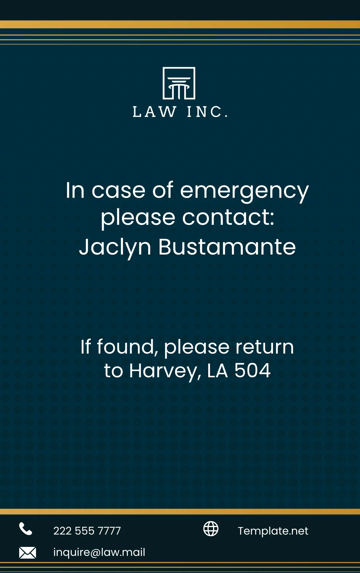 Free Law Firm Attorney ID Card Template to Edit Online