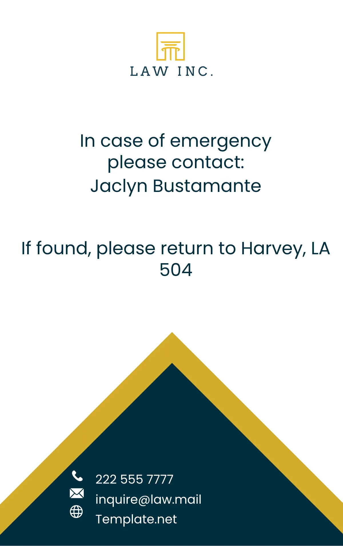 Free Law Firm Family Law Attorney ID Card Template to Edit Online