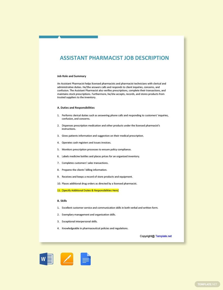 Clinical Pharmacist Job Description Google Docs Word Apple Pages 