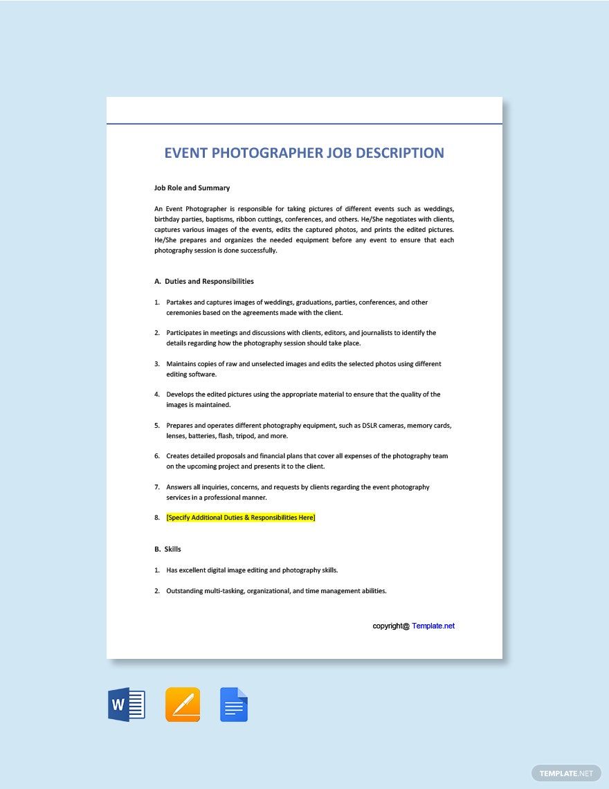 Event Planner Job Description Templates 47+ Docs, Free Downloads