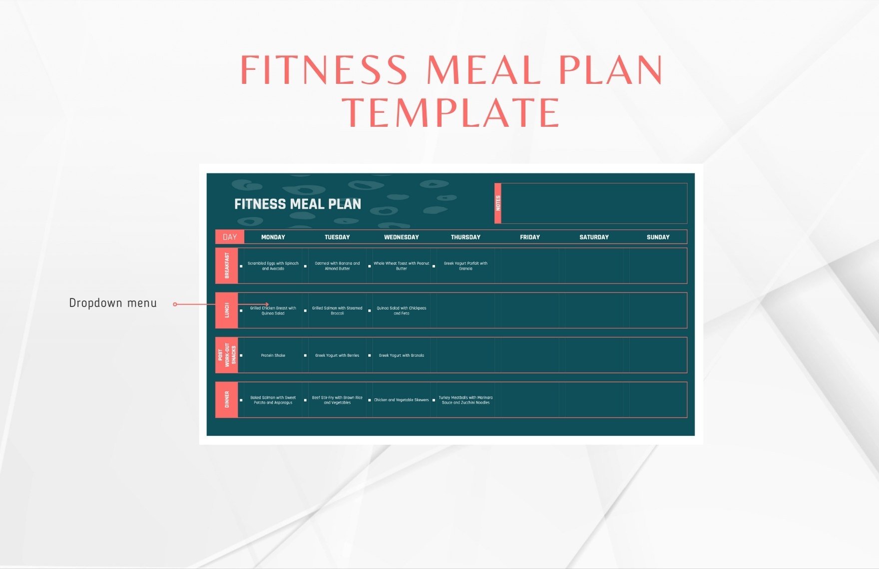 Fitness Meal Plan Template