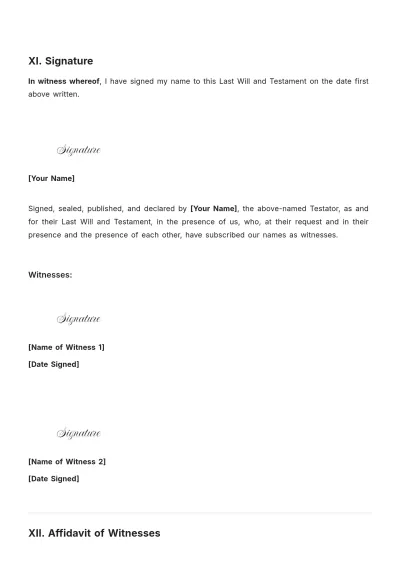 Free Indiana Last Will and Testament Template to Edit Online