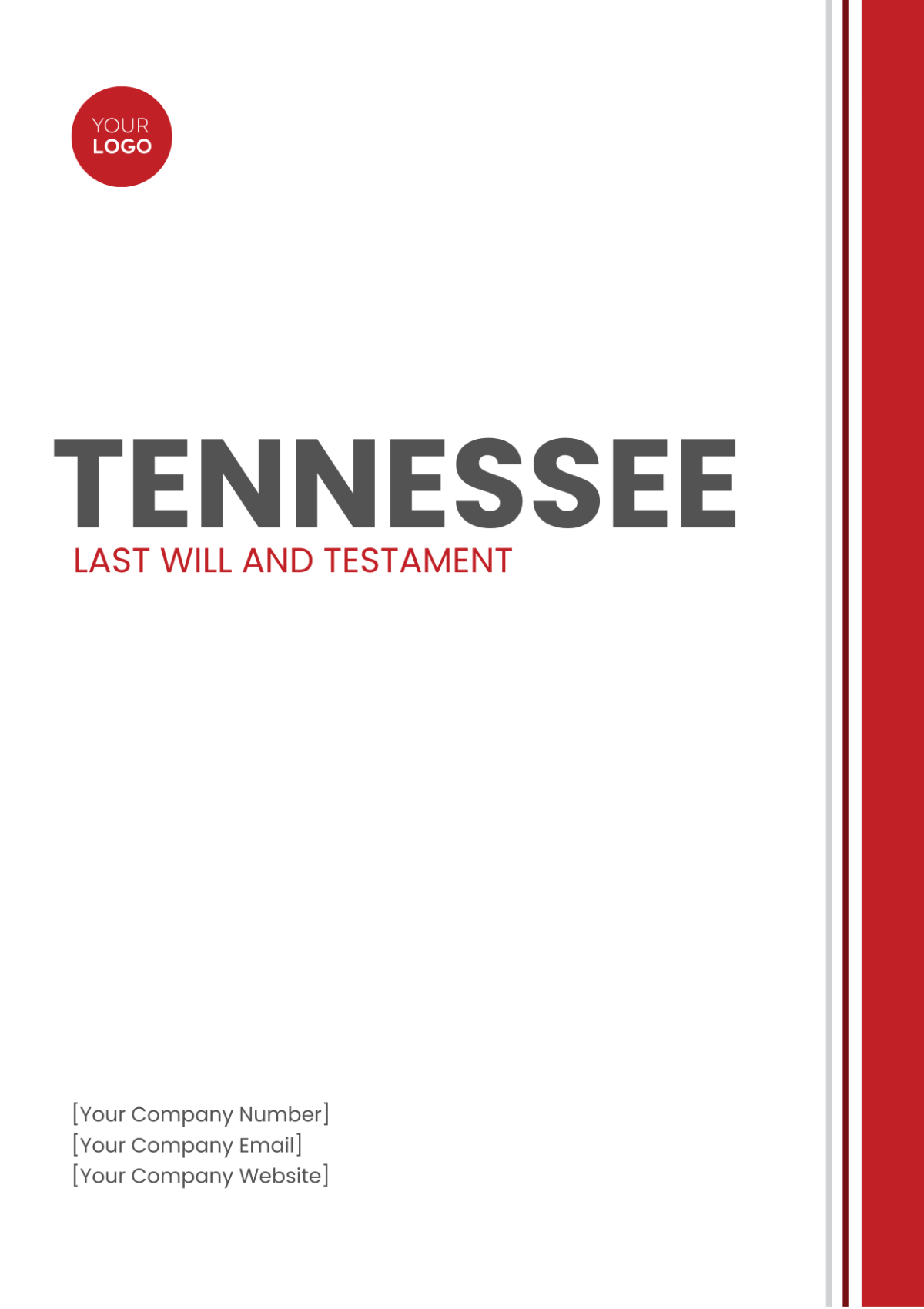 Tennessee Last Will and Testament Template