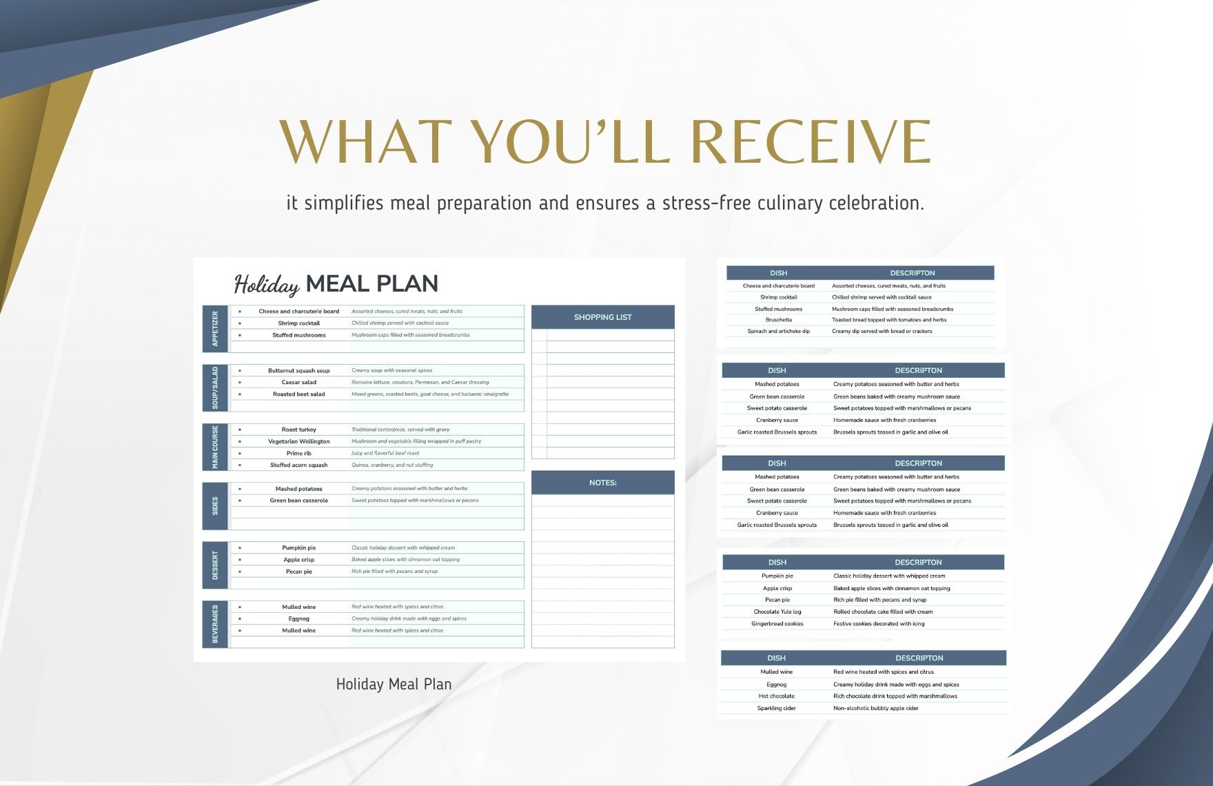 Holiday Meal Plan Template