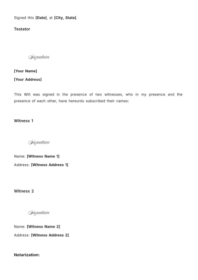 Free Illinois Will Template to Edit Online