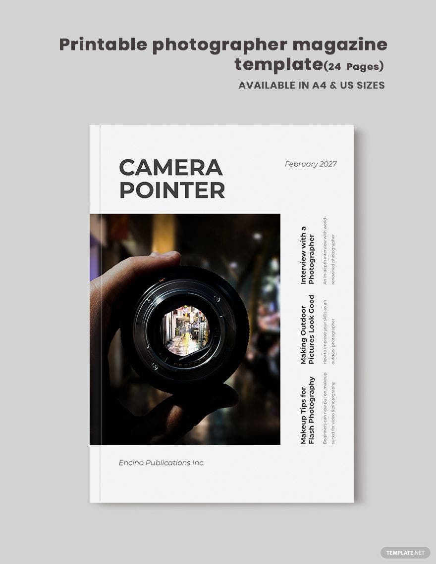 Printable Photographer Magazine Template