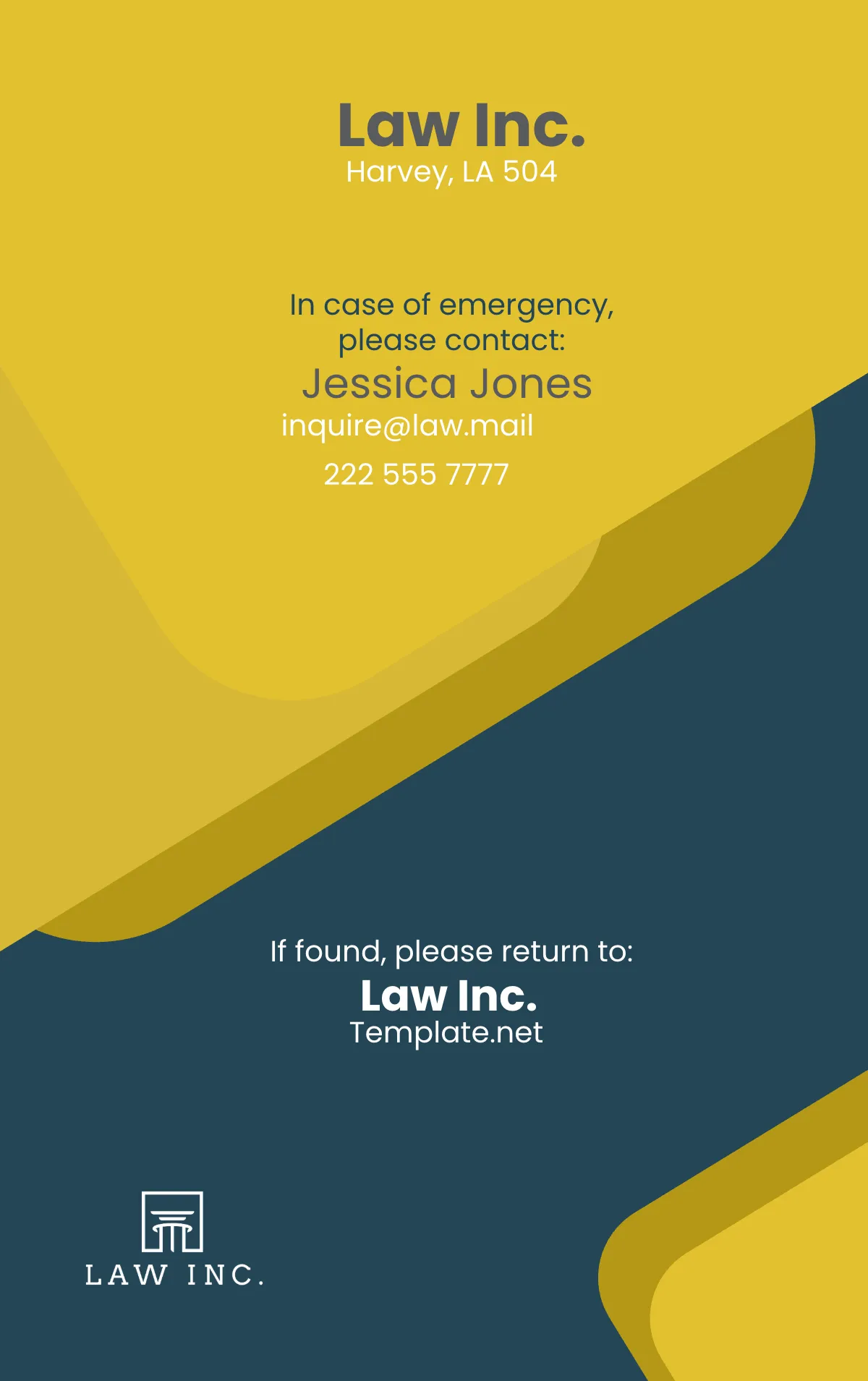 Free Law Firm Receptionist ID Card Template to Edit Online