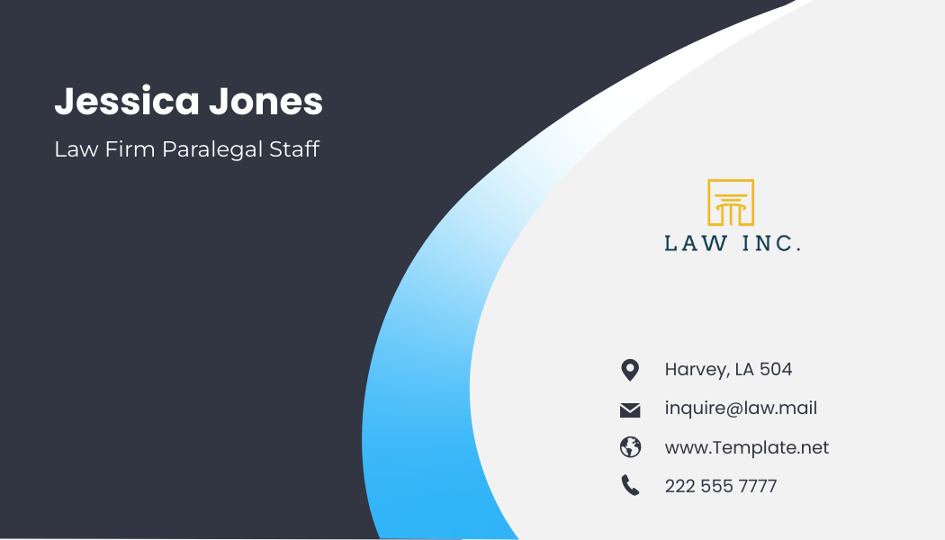 Law Firm Paralegal Staff Business Card