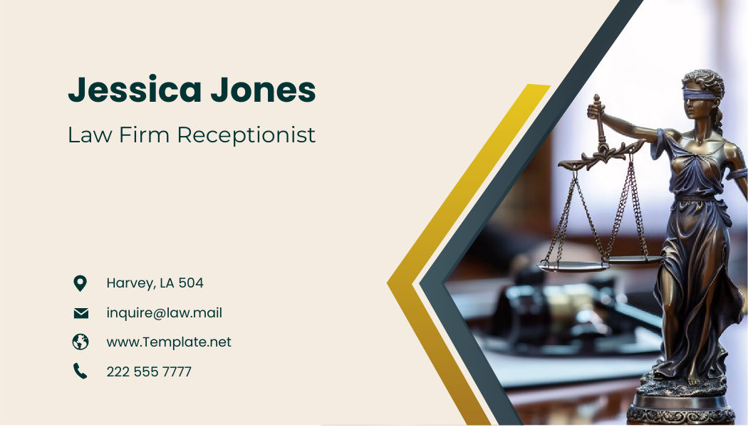 Law Firm Receptionist Business Card Template