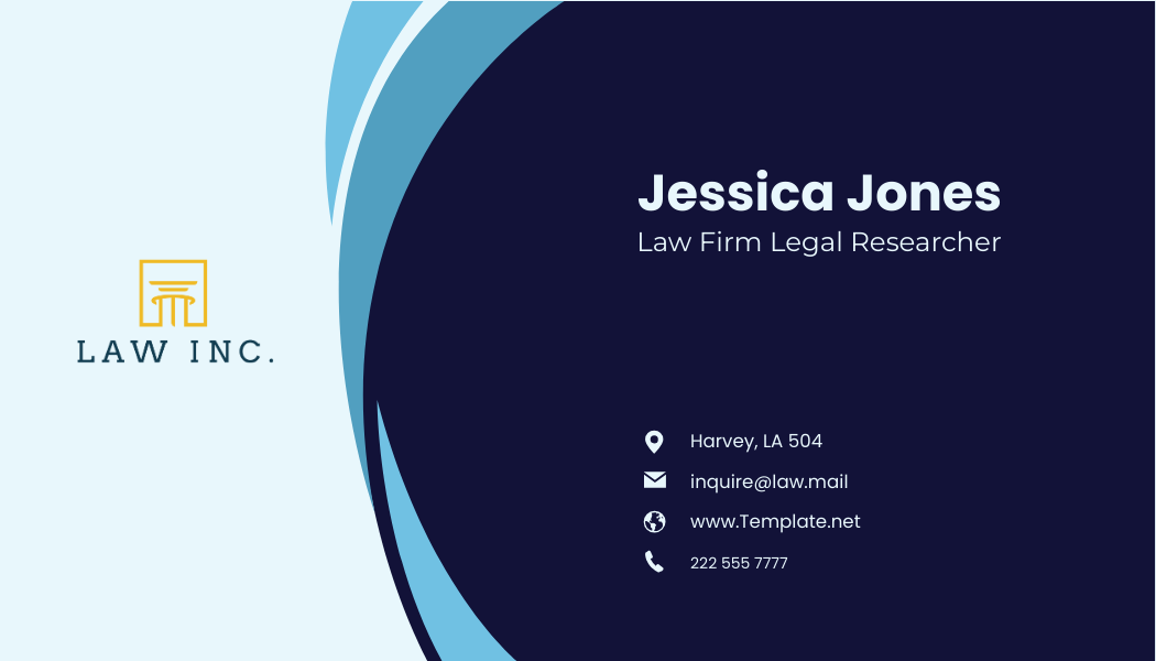Law Firm Legal Researcher Business Card Template