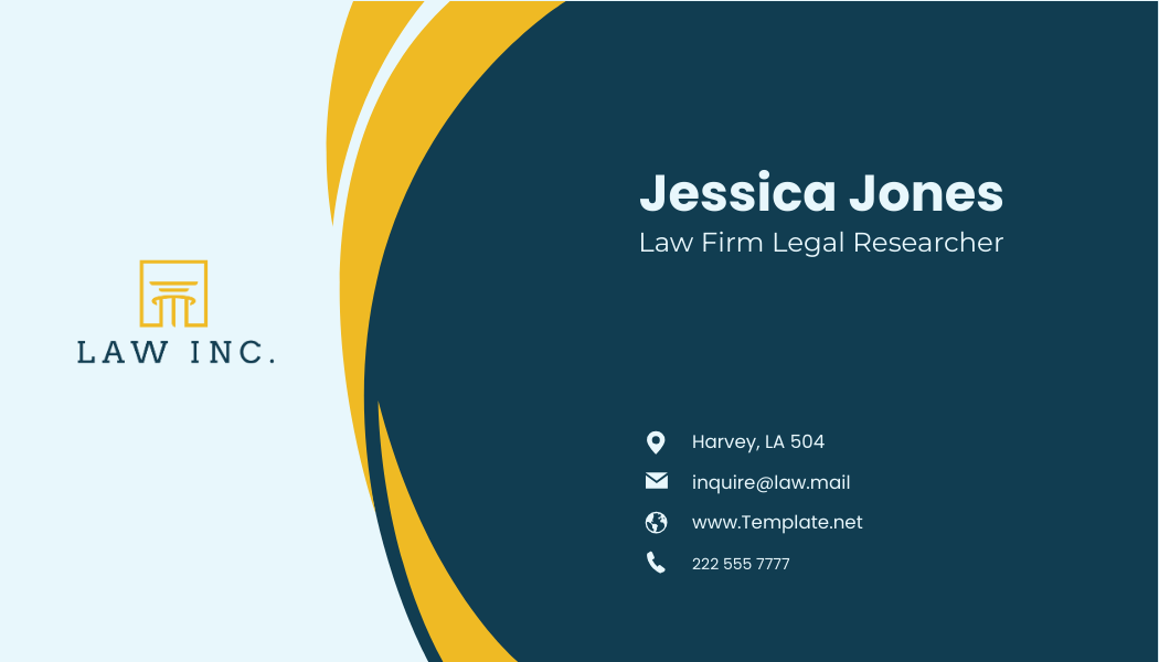 Law Firm Legal Researcher Business Card Template