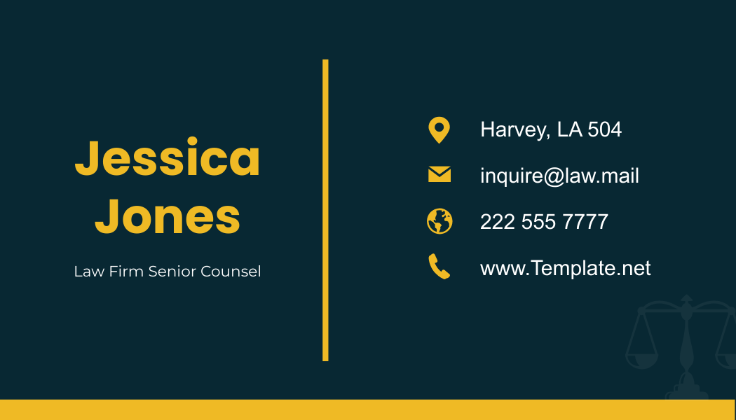 Law Firm Senior Counsel Business Card Template