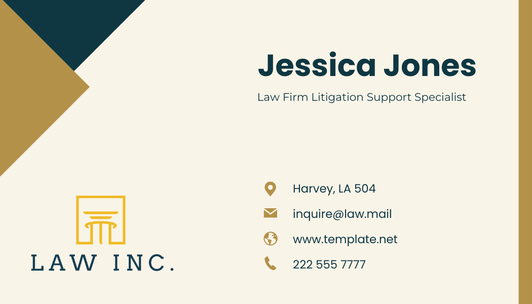 Law Firm Litigation Support Specialist Business Card
