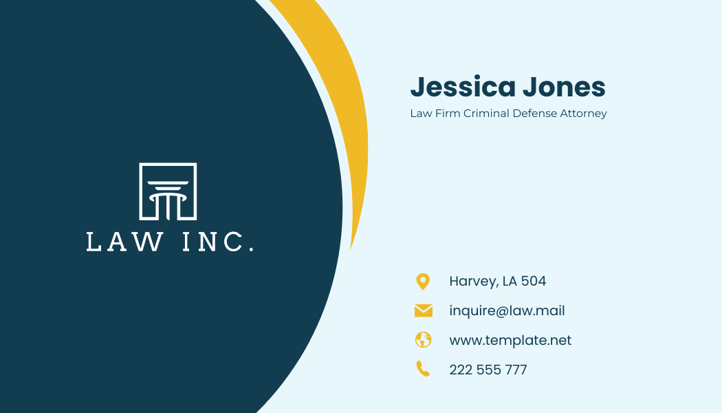 Law Firm Criminal Defense Attorney Business Card Template