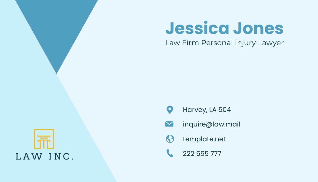 Law Firm Personal Injury Lawyer Business Card Template