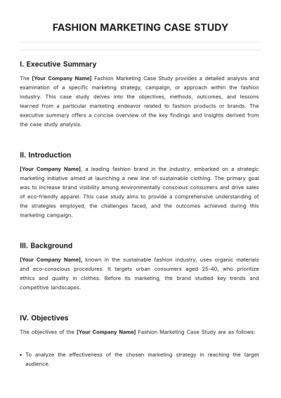 Free Fashion Marketing Case Study Template to Edit Online