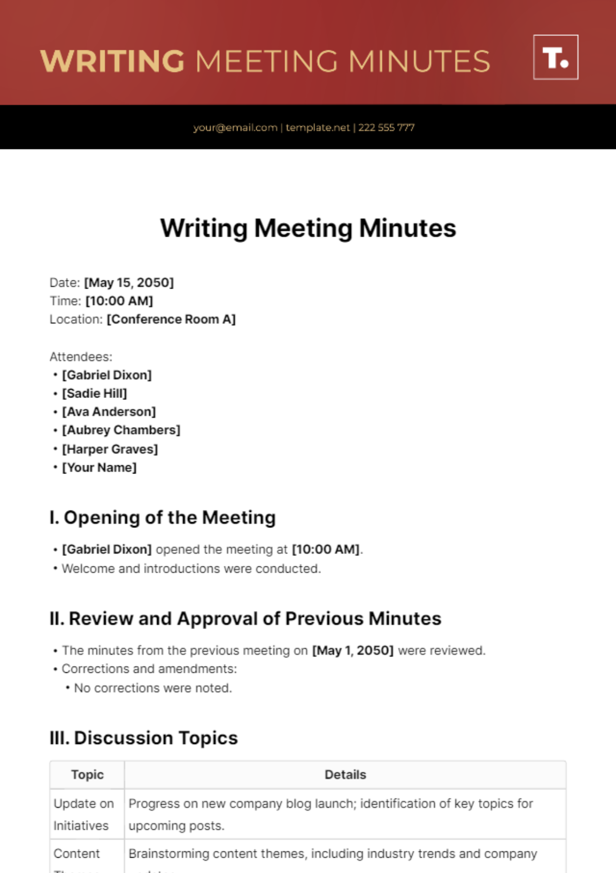 Writing Meeting Minutes Template - Edit Online & Download Example ...